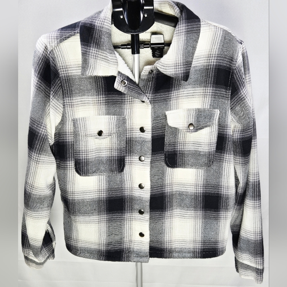 Lucky‎ Brand Gingham Plaid Sherpa Cabincore Heritage Button Jacket, Medium